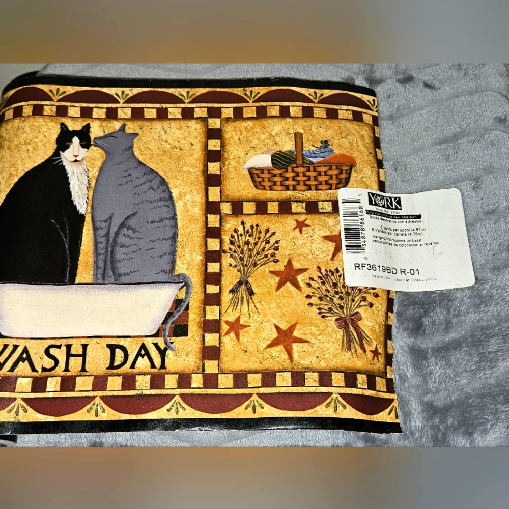 4/$20- NWT cat laundry Room Wall border